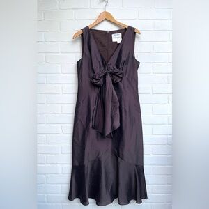 Max Mara Silk Brown Sleeveless Dress Made in Italy